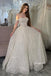New Sparkle A-line Off Shoulder White Backless Prom Dresses, DB107