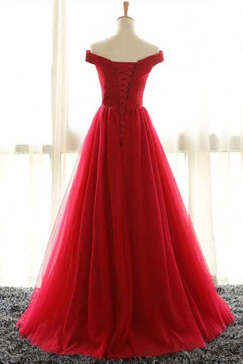 Long Prom Dresses, Sexy Prom Dresses, Off Shoulder Party Prom Dresses, Tulle Red Prom Dresses, Popular Prom Dresses,Prom Dresses Online, LB0106