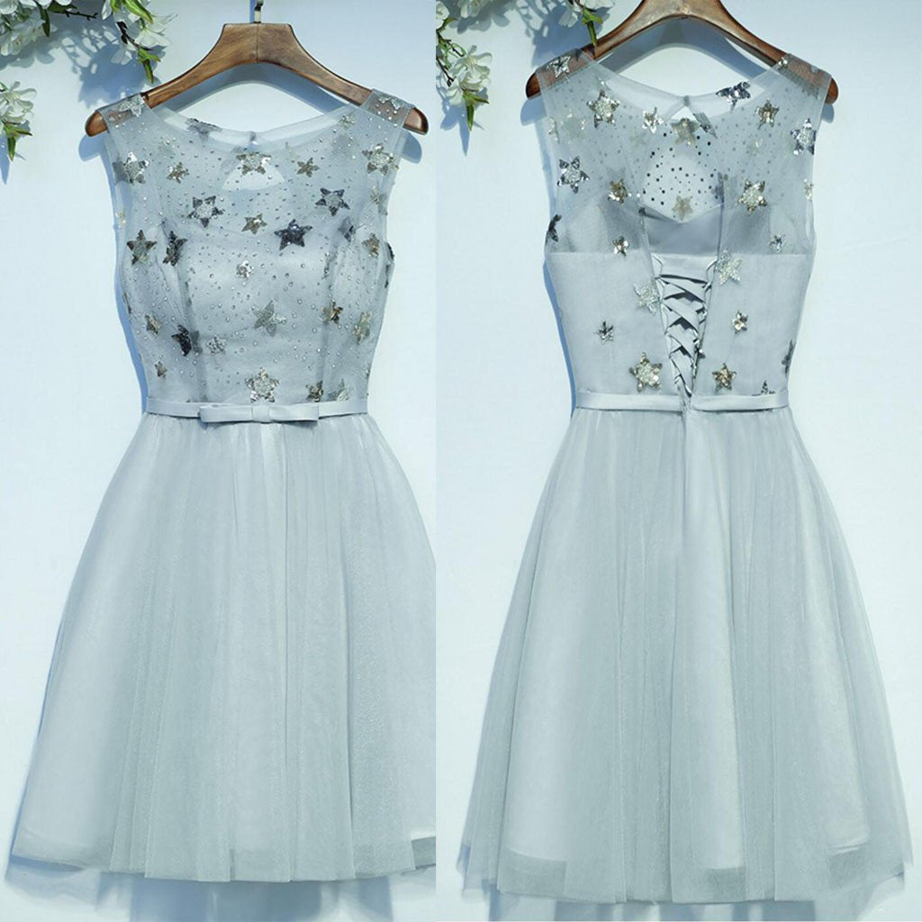 New Arrival Pretty Beading Applique Lace Up Back Homecoming dresses,220003