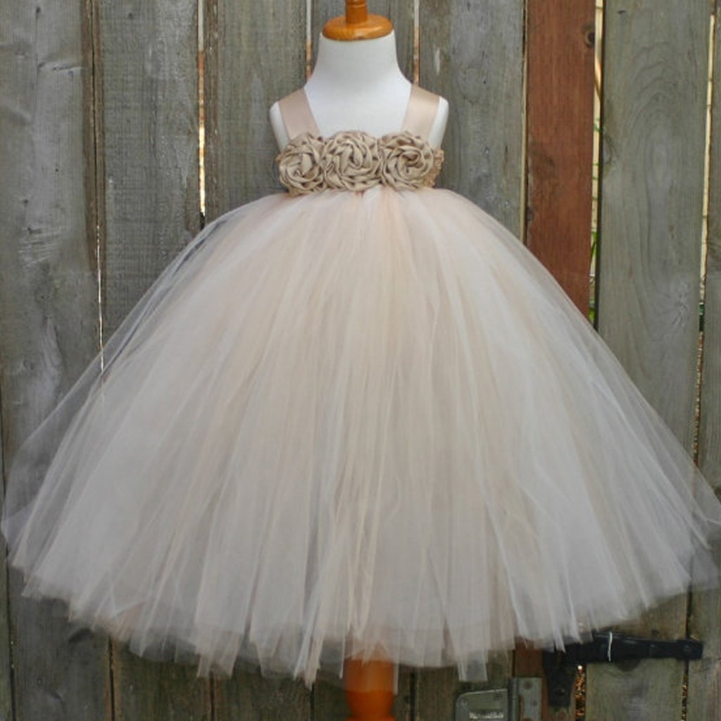 Satin Strap Tulle Flower Girl Dresses, Satin Flower Lovely Little Girl Dresses,  FG025