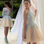 A Line One Shoulder Sleeve Short Chiffon Homecoming Dresses,Cute Junior Homecoming Dresses,220015