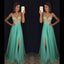 Sexy V-Neck Chiffon Prom Dress, A-Line V-Back Beaded Prom Dress, D159