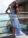 V-Neck Jersey Prom Dress, Sleeveless High-Low Prom Dress, D166