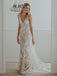 Lace Sleeveless V-neck Backless Long Mermaid Wedding Dresses, FC1862