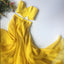 Yellow A-line Two Pieces Backless Charming Prom Dresses, FC2379