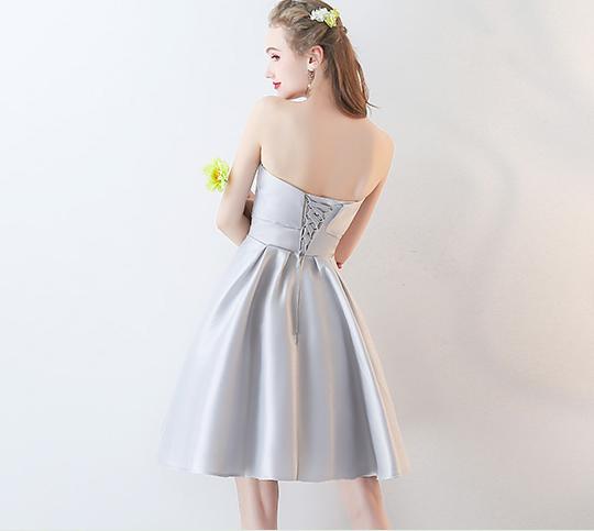 Short Bridesmaid Dress, Sleeveless Bridesmaid Dress, Sweet Heart Bridesmaid Dress, Satin Bridesmaid dress, Simple Design Wedding Party Dress, LB0331