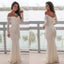 Off the Shoulder Lace Prom Dress, Charming Mermaid Long Sleeve Prom Dress, D341