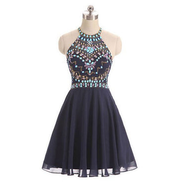 Short Homecoming Dress, Tulle Homecoming Dress, Halter Homecoming Dress, Knee-Length Junior School Dress, Beading Homecoming Dress, Cute Homecoming Dress, LB0349