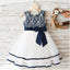 Fashion Lovely Navy  Lace Sleeveless Round Neck  Flower Girl Dresses With Bow Sash, FGS034