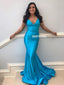 Charming V-neck Sexy Mermaid Backless Long Prom Dresses, FC3784