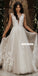 Charming Deep V-neck Tulle A-line Backless Lace Wedding Dress, FC3845