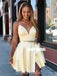 Yellow Two Pieces A-line Spaghetti Straps Backless Homecoming Dress, FC4012