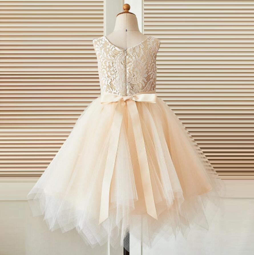 Round Neckline Lace Top Tulle Flower Girl Dresses, Affordable Little Girl Dresses, FG076