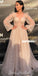 Sparkly A-line Long Sleeves Tulle Charming Prom Dresses, FC4242