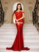 Off Shoulder Red Appliques Mermaid Backless Long Prom Dresses, FC4275