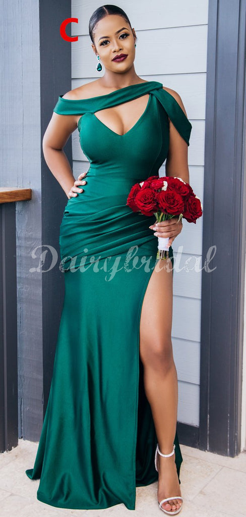 Charming Mismatched Mermaid Sexy High Slit Bridesmaid Dress, FC4468