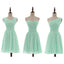 Mismatched Pleated Short Chiffon Bridesmaid Dress Mint Green 2017 Knee Length Wedding Bridesmaid Gowns,220047