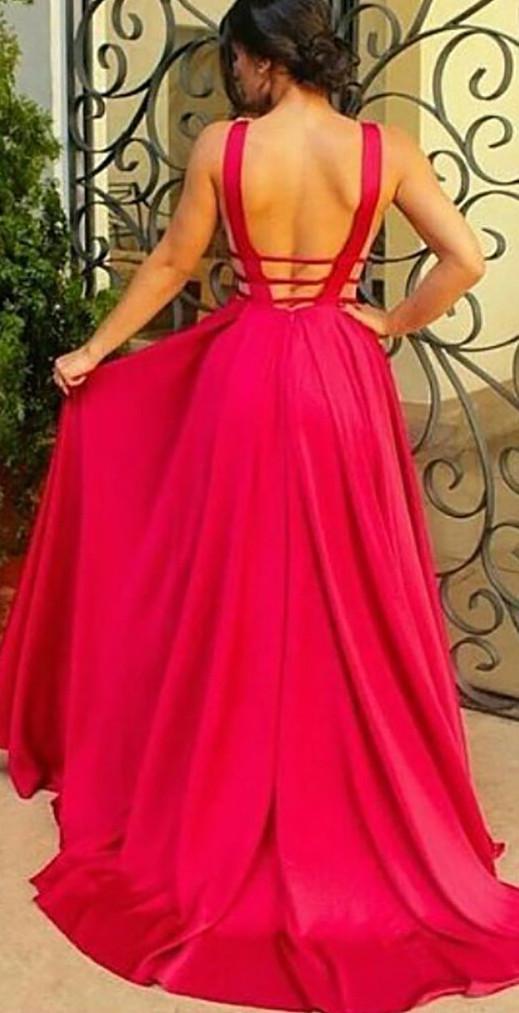 Long Prom Dresses, Satin Prom Dresses, A-Line Party Dresses, V-Neck Evening Dresses, Sleeveless Prom Dresses , Backless Prom Dresses, Sexy Prom Dress, LB0470