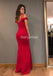 Red Mermaid Satin Prom Dress, Sexy Off Shoulder Prom Dress, D502