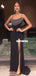 Stunning Sexy Mermaid Slit Beaded Black Prom Dress, FC5298