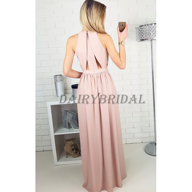 Pleated Prom Dress, Chiffon Prom Dress, Side Split Prom Dress, A-Line Prom Dress, Sleeveless Prom Dress, D52