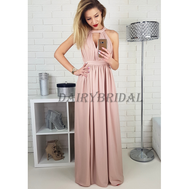 Pleated Prom Dress, Chiffon Prom Dress, Side Split Prom Dress, A-Line Prom Dress, Sleeveless Prom Dress, D52