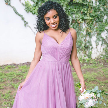 Long Bridesmaid Dress, Tulle Bridesmaid Dress, Spaghetti Straps Bridesmaid Dress, Floor-Length Bridesmaid Dress, Sleeveless Bridesmaid Dress, V-Back Bridesmaid Dress, LB0590