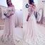 Stunning Off Shoulder Half Sleeve Long A-line Wedding Party Dresses, WD0059