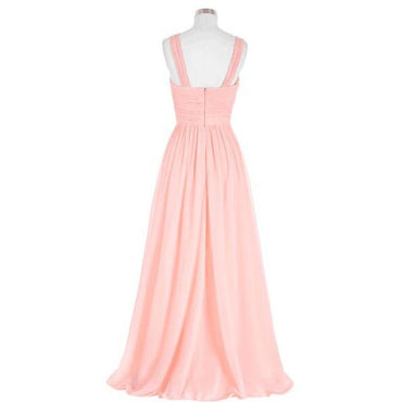 Elegant Pink Bridesmaid Dress,Long Chiffon Beach Bridesmaid Dresses,2017 Wedding Formal Dress,220060