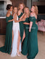 Spaghetti Straps A-line Chiffon V-neck Slit Backless Bridesmaid Dress, FC6025