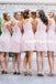 Short Lace Bridesmaid Dress, Simple Pink Knee-Length Bridesmaid Dress, D814