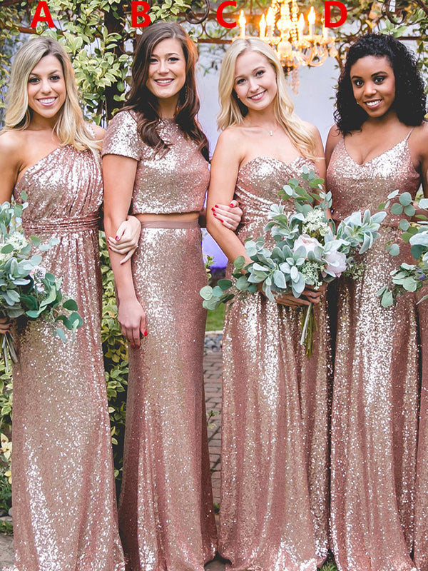 Long Bridesmaid Dress, Sequin Bridesmaid Dress, Mismatched Bridesmaid Dress, Dress for Wedding, Sparkle Bridesmaid Dress, DA851