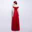 Off the Shoulder Sequin Applique Charming Prom Dresses, Red Beaded A-Line Prom Dresses, 220010