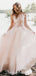 Sexy Deep V-Neck Tulle Wedding Dress, A-Line Backless Applique Wedding Dress, D962