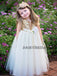 Cap Sleeve Tulle Sequin Flower Girl Dresses, Cheap Lovely Little Girl Dresses,  LB0964