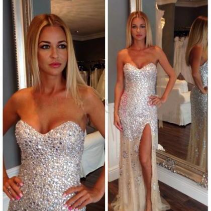 Sexy Long Mermaid Rhinestone Evening Prom Dresses, PD0098