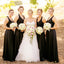 Black A-Line Satin Bridesmaid Dress, New Backless V-Neck Bridesmaid Dress, D1394