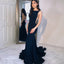 New Arrival Navy Blue Mermaid Backless Jersey Sleeveless Prom Dress, FC1246