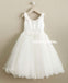 White Tulle Round Neckline Flower Girl Dresses, Applique Popular Little Girl Dresses, D994