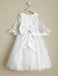 White Lace Round Neckline Flower Girl Dresses, Half Sleeve Popular Little Girl Dresses, D997