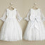 White Lace Round Neckline Flower Girl Dresses, Half Sleeve Popular Little Girl Dresses, D997