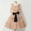 Charming Lace A-Line Homecoming Dress, Short Sleeve Tulle Homecoming Dress, D1320