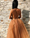 Tulle Spaghetti Straps Backless Homecoming Dress, A-Line Deep V-Neck Applique Homecoming Dress, D1429