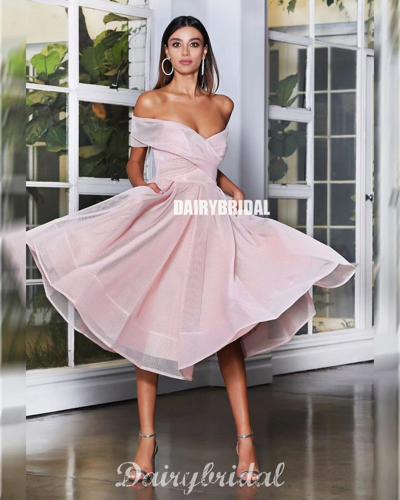 Off Shoulder A-line Organza Different Colors Homecoming Dress, FC4492