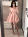 Off Shoulder Jersey A-Line Tulle Long Sleeve Homecoming Dress, FC1702