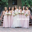 Pink Mismatched A-Line Bridesmaid Dress, Elegant Chiffon Bridesmaid Dress, D949