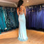 Simple Spaghetti Straps Backless Mermaid Side Split Sexy Prom Dresses, FC1849