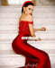 Off Shoulder Red Appliques Mermaid Backless Long Prom Dresses, FC4275