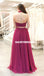 Two Pieces Tulle A-Line Halter Beaded Backless Prom Dresses, D1066