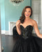 Stunning Black A-line Sweetheart Tulle Floor-length Sequin Prom Dresses, FC5853